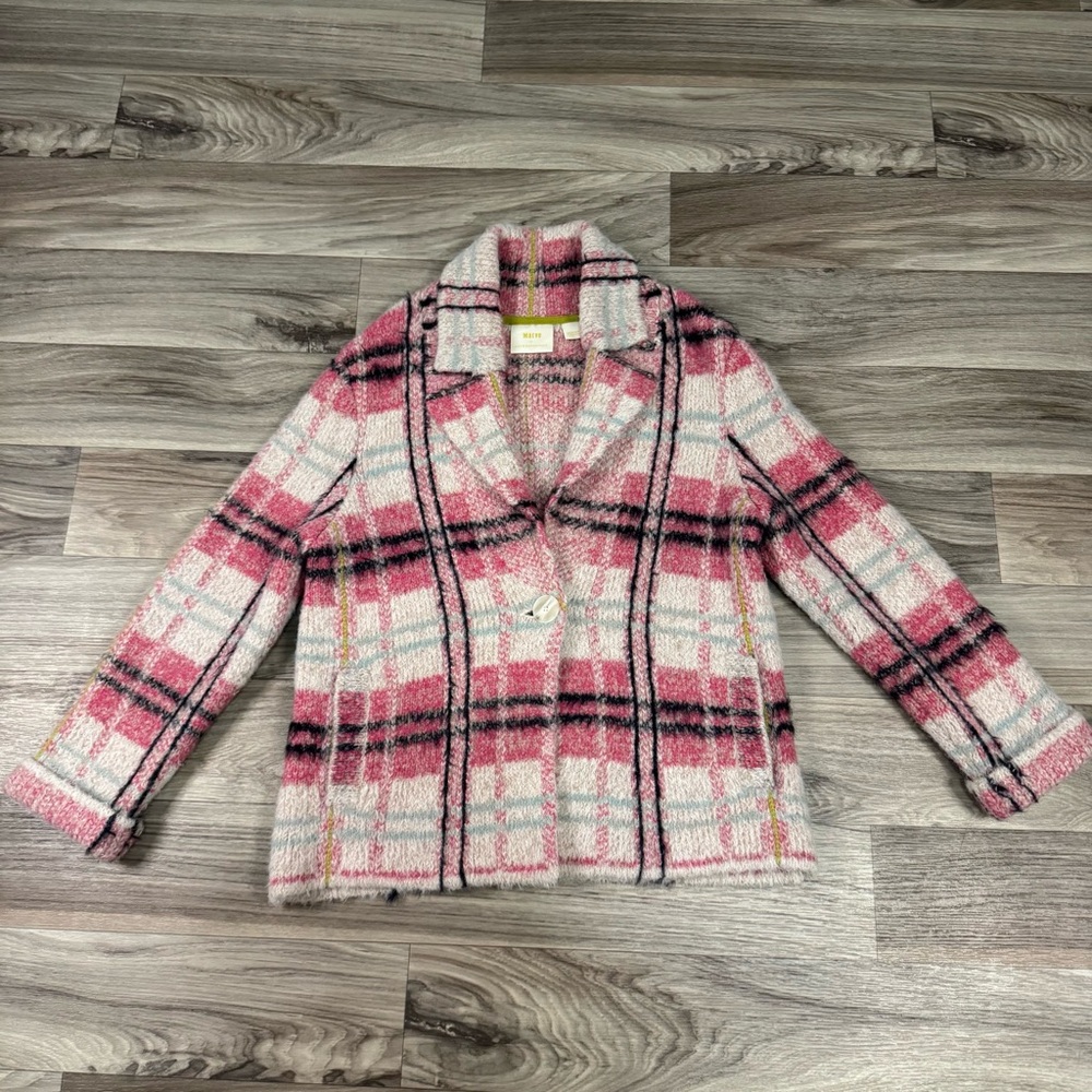 Anthropologie Maeve Aurelia Plaid Sweater Jacket Size Medium